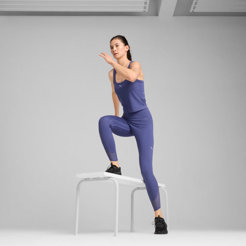 PUMA CLOUDSPUN Womens Blue Soft Mesh High-Waisted 7/8 Tights - Image 3